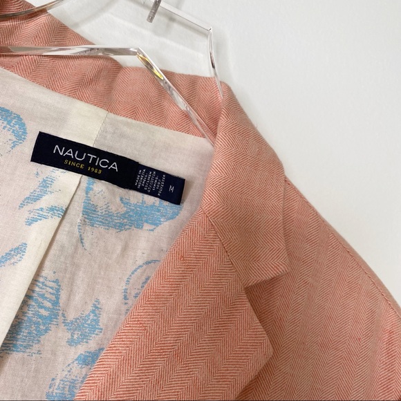 Nautical Linen Derby Sports Coat Blazer Coral Country Club Preppy Resort Medium - Picture 9 of 10